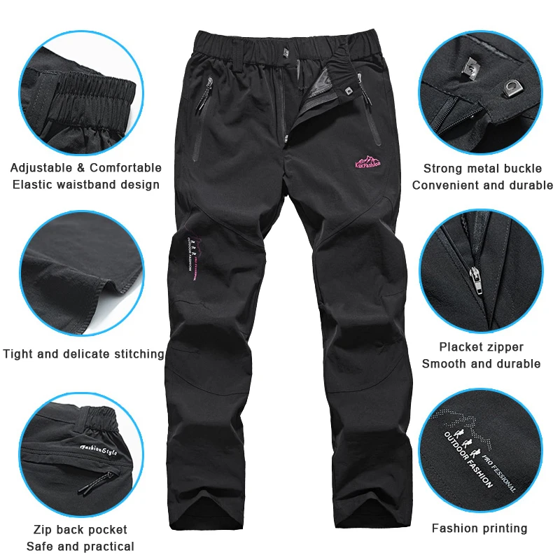 Hiking Pants Women Summer Trekking Pants Outdoor Running Walking Fishing Elastic Quick Dry