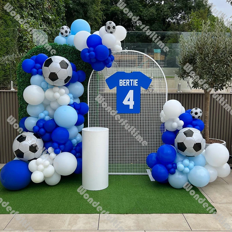 

Matte Blue White Balloons Arch Garland Kit Football Party Decoration Boy Birthday Supplies Baby Shower Decor 4D Soccer Globos