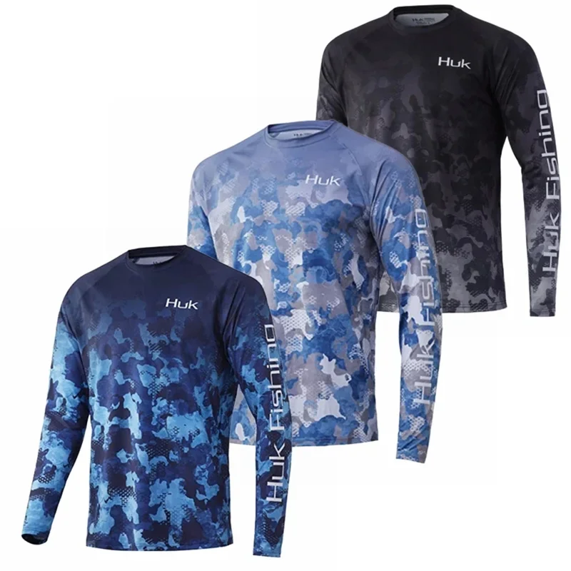 

HUK Fishing Shirt Long Sleeve Uv Protection Man Outdoor Summer Camouflage Moisture Wicking Jersey Performance Fishing Apparel