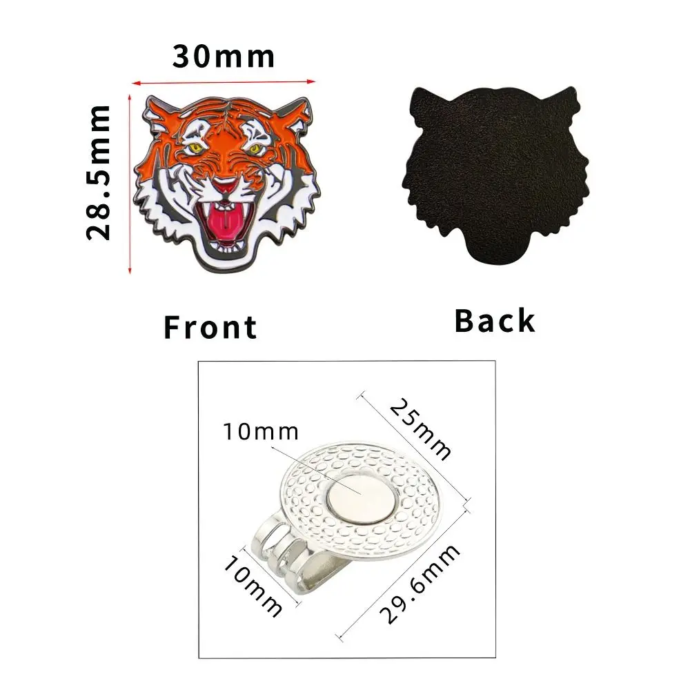 Golf Training Tiger Golf Ball Marker Hat Clip Alloy Portable Magnetic Hat Clip Removable Lightweight Ball Marker Belt