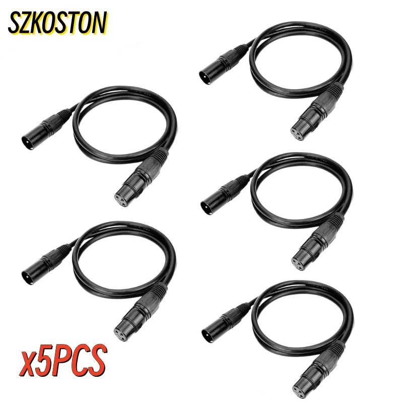 DMX Cable 5pcs/Lot 1M DMX Signal Cables Signal Wires with 3-Pin XLR Male to Female Stage Light Signal Cable Stage DJ Lighting