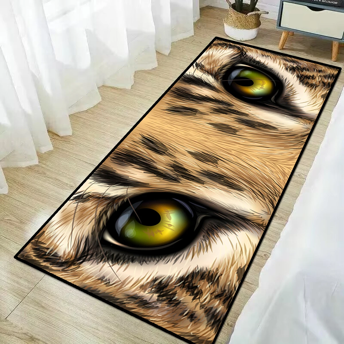 

Long Strip Carpet for Bedside, Tiger Animal Eyes Rug, Living Room Entrance Area, Non-Slip Floor Mat, Machine Washable Rugs, Bedr