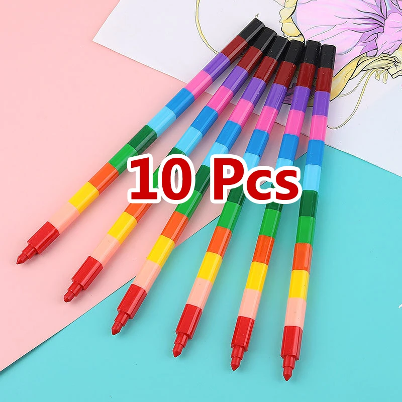 6 Pcs/lot Crayon Creative Building Blocks Crayon Cute Kawaii Graffiti Pens  For Painting Korean Stationery Student for kids - AliExpress