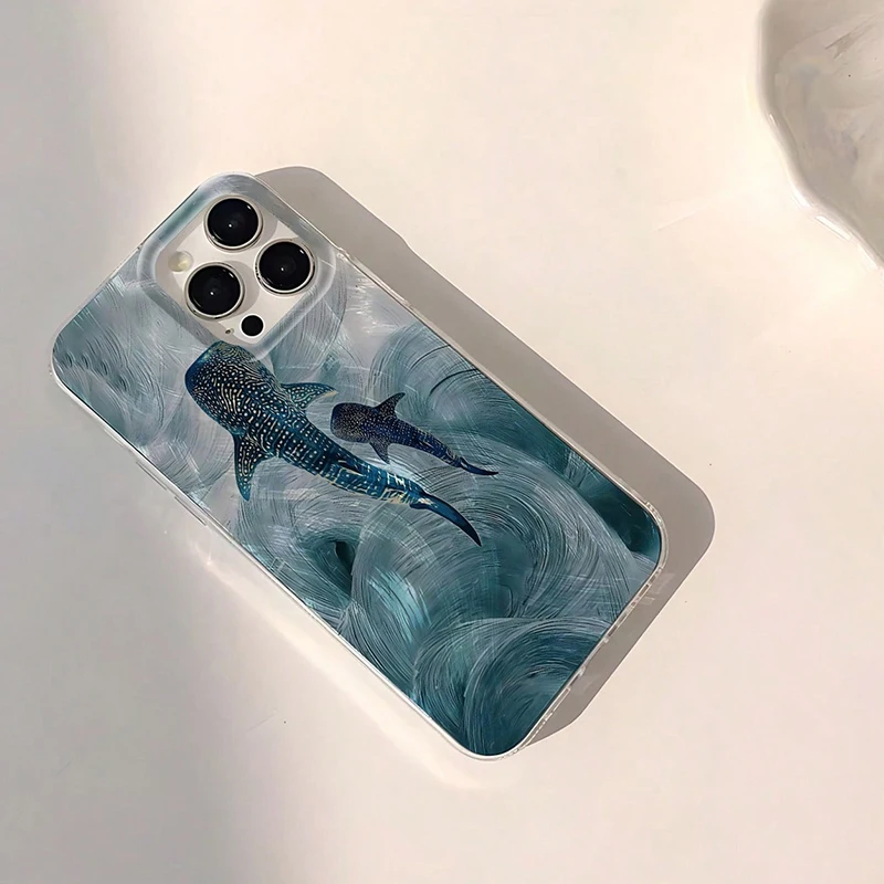 Ocean Shark Design Silicone Phone Case - Enhanced Protective Cover