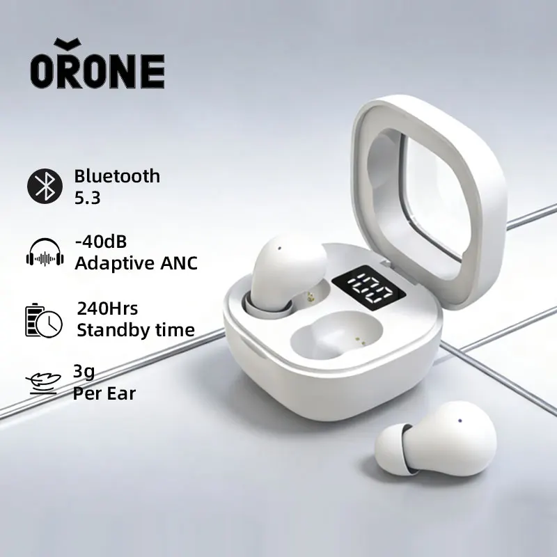 ORONE SK19 미니 블루투스 5.3 이어버드 ANC -40dB 소음 제거 3g 초경량 인이어 스테레오 헤드폰 편안한 착용감