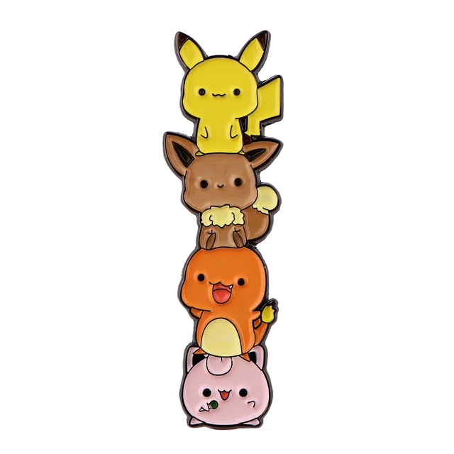 Pokemon Jenga Enamelled Brooch Anime Kawaii Pins Clothing Backpack