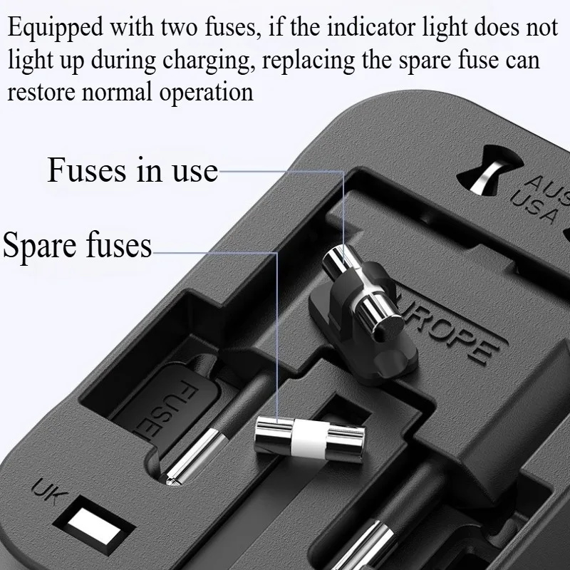PD20W QC18W International Travel Adapter with 2 USB 2 Type C Fast Charging All-in-one Travel Charger EU/UK/USA/AUS for Travel