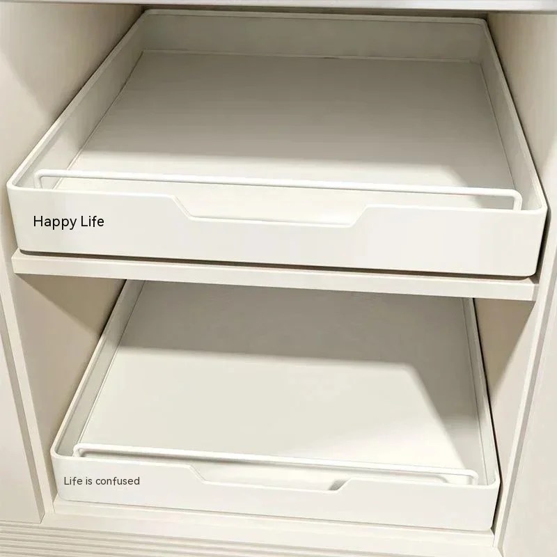 

Cabinets With Slide Railsstorage Trays Solid Color Household Kitchen Drawer Type Wardrobe Cabinet Partition Storage Tray