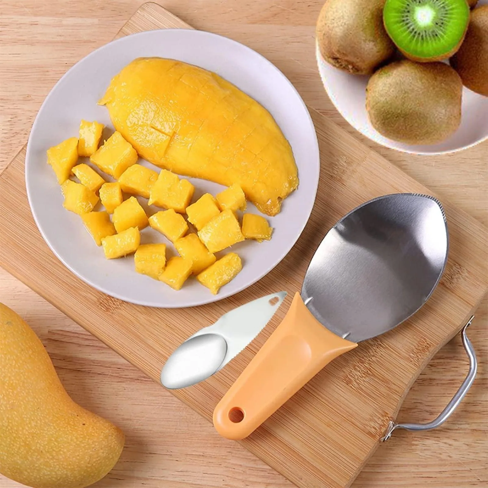 Mango Slicer Cutting Tool, Mango Splitter Dragon Fruit Peeler ,Watermelon Cutter with Non-Slip Handle Kitchen Tools
