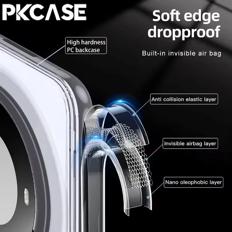 PKCASE Ice Crystal Clear Armor Case - Matte Black Transparent Cover