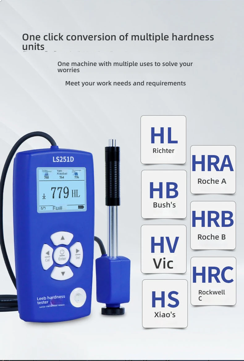 LS253D Portable Leeb Hardness Tester with 4 Probes 7 Scales Compatible High Prec