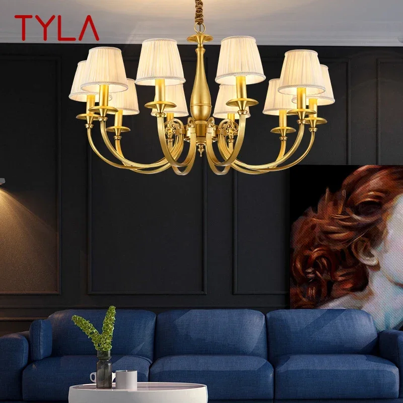 

TYLA American Brass Pendent Lamp Luxurious Living Room Restaurant Bedroom Retro Hotel Villa Chandelier