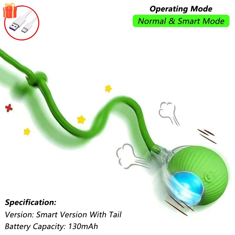 thumbnail image 1 of Juguete de Pelota Interactiva para Gatos, Bola Automática con Cola, Juguete Inteligente Recargable para Mascotas, Ratón Inteligente para Gatos, 1 of 10