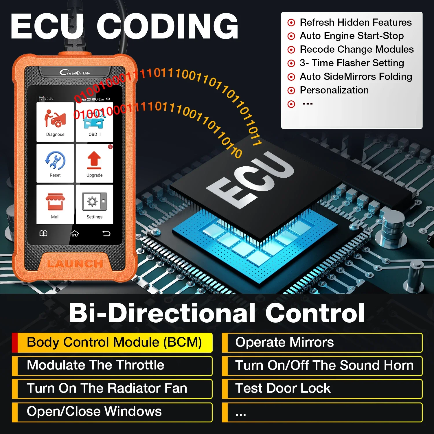 LAUNCH X431 Creader Elite für AUDI Vollsystem-Diagnosegerät Auto OBD OBD2 Scanner Bidirektionale ECU-Codierung Kostenlose Aktualisierung – Detail 4