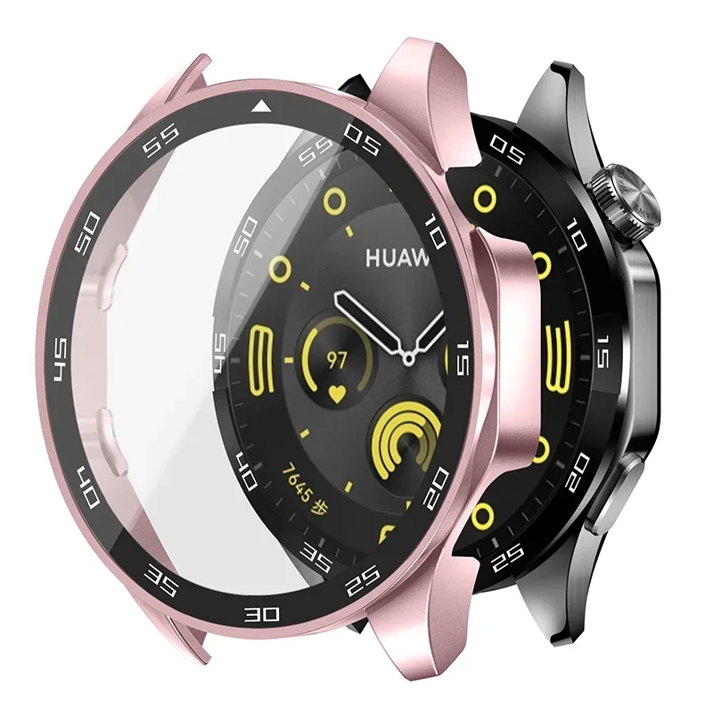 Premium Full-Cover Glass Protective Case for Huawei GT4 Smartwatch