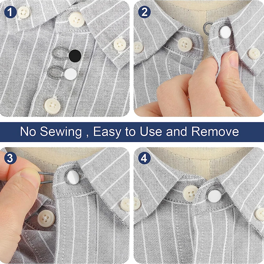 Description Picture 5 of itemPants Button Extender Shirt Collar Extenders Jeans Waist Extender Metal Button No Sew Button for Extender Jeans Pants Collar