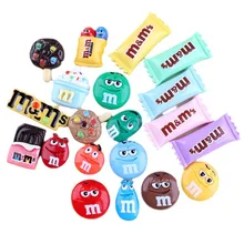  20pcs Cute M Candy Bean Resin Chocolate Flatback Cabochon Scrapbook DIY Jewelry Decor Embellishments Craft Accessories 
