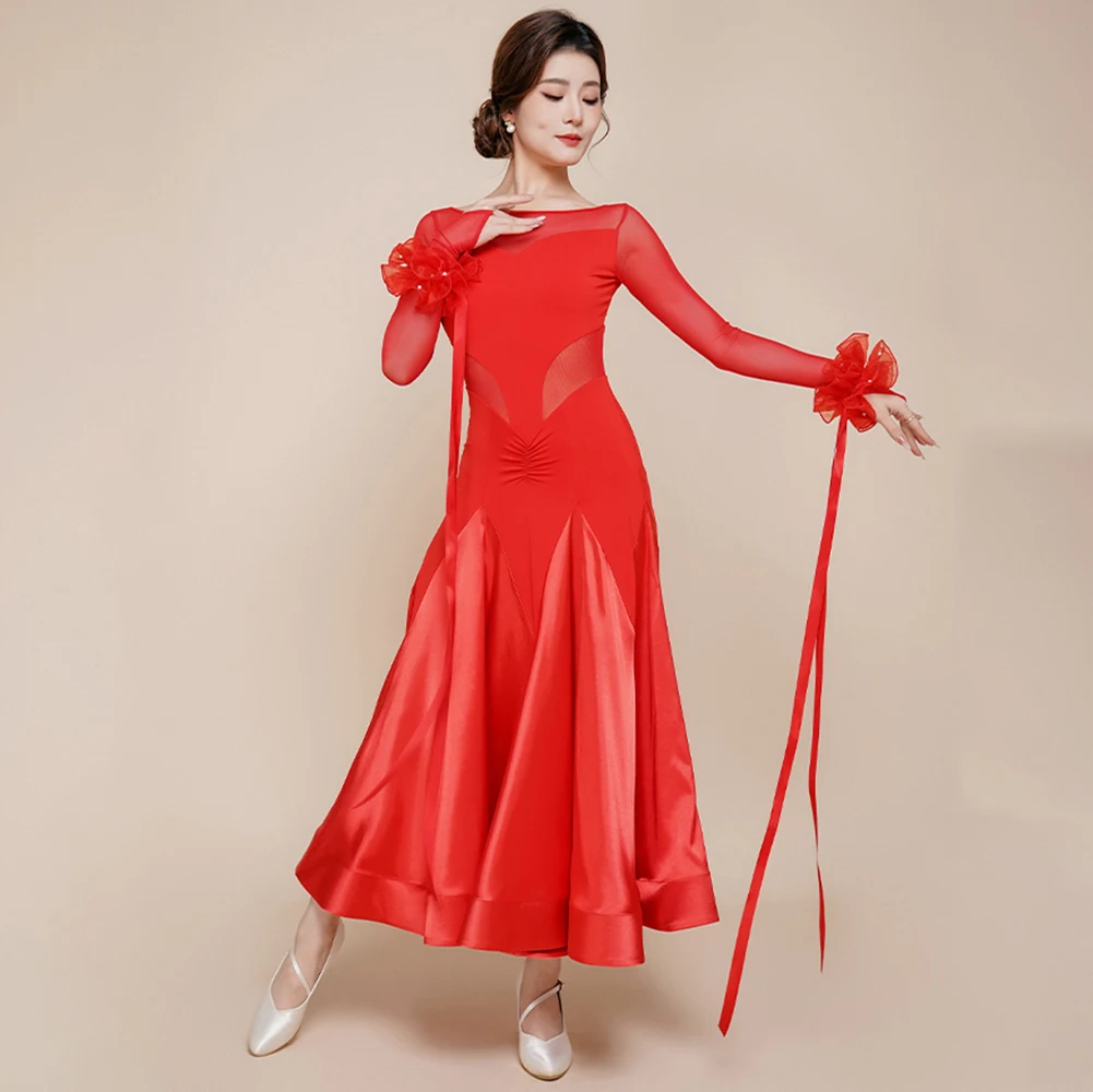 Tango Accessories White Hand Sleeves Modern Dance Accessories Red Streamers Arm Ornaments Black Ballroom Dancing Stage Wear Use