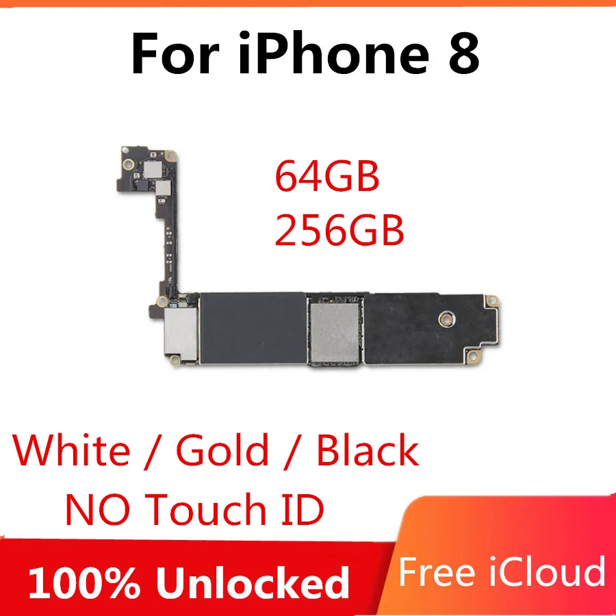 Factory Unlocked For iPhone 8 Motherboard With / Without Touch ID Logic Board For iPhone 8 Plus Original Mainboard Full Chips 3