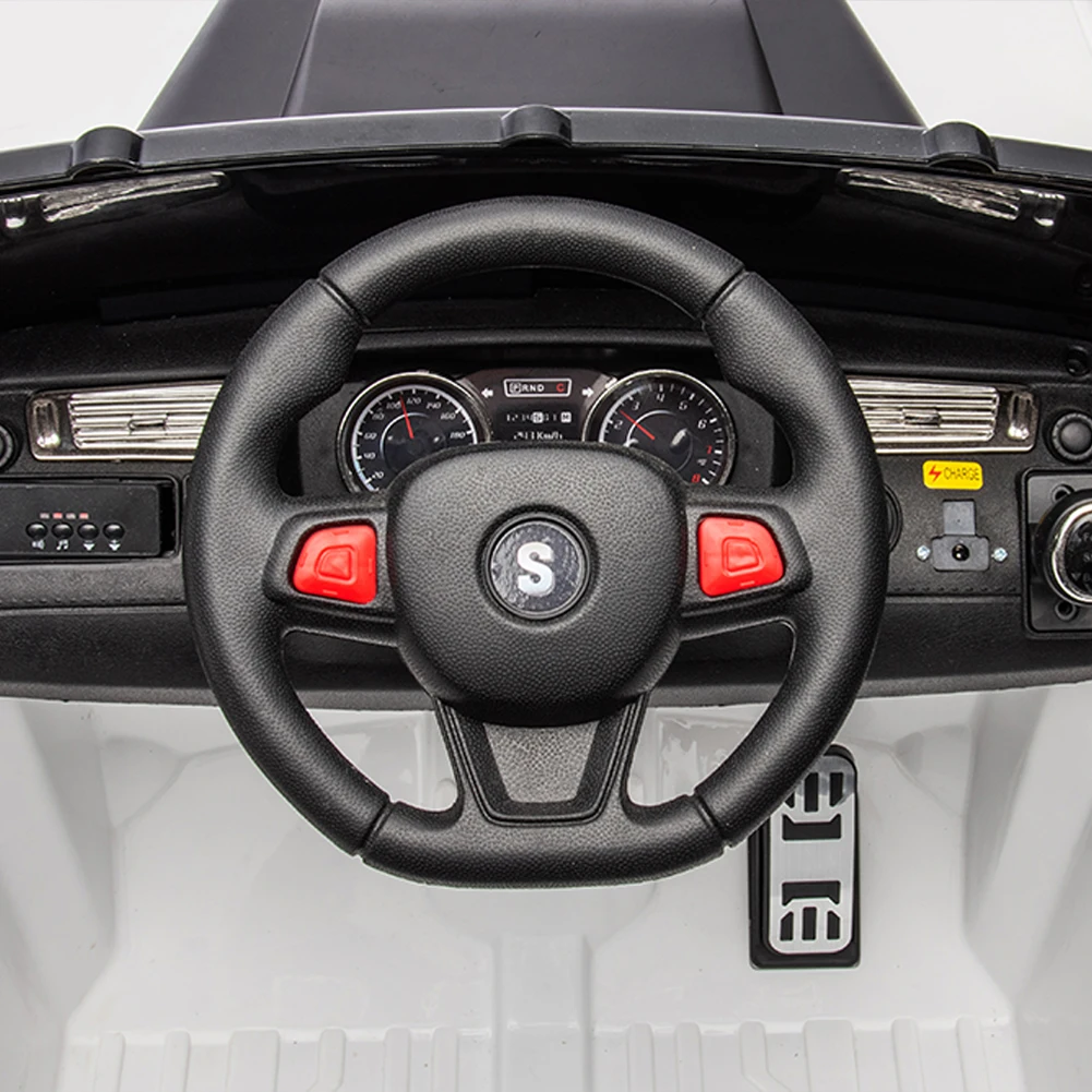 12V Ride On Car With Remote Control 4WD Electric Ride On Vehicle With Leather Seat Music Headlight Power Display Safe Belt 5