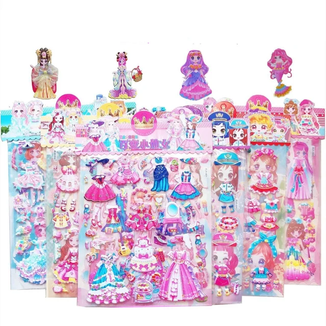 Crianças Vestir Boneca Adesivos, Dupla Camada, 3D Princesa, Desenho Animado  Etiqueta de Papel, Menina Kawaii Traje Mudança Adesivo, Pequeno Presente  Brinquedos, 1Pc