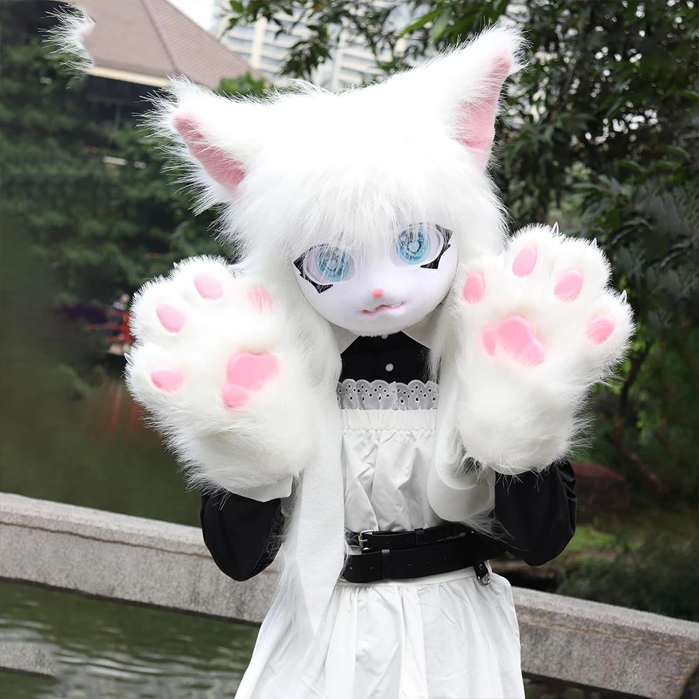 Halloween Fursuit Kigurumi Beast Kopf Maske Cosplay Tier Katze Anime Lolita Kig Schädel Helm Karneval Party Kostüm Prop Geschenke – Detail 2