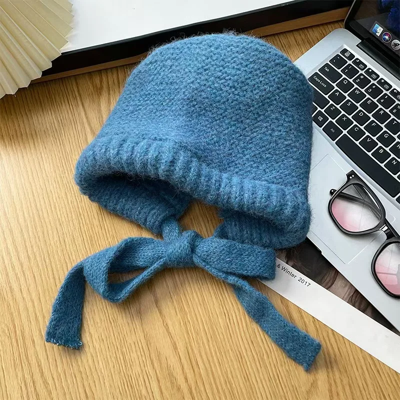 Fashion Y2K Cute Beanie Autumn Winter Women Warm Japanese Knit Hat Pile Caps Men Ear Protection Tie Pullover Hat Gorro Bonnet 6