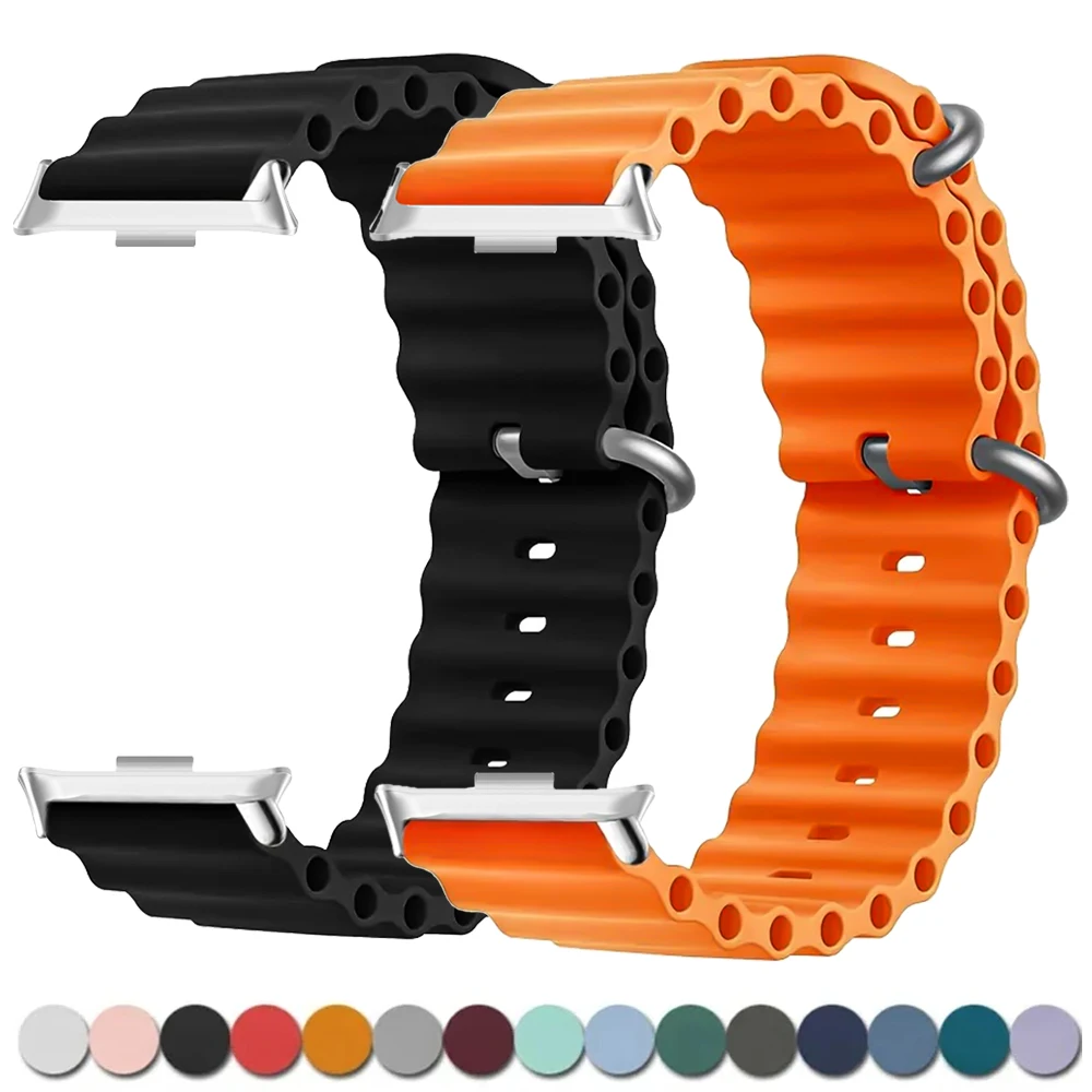 Ocean Silicone Strap Replacement Bracelet in Metal Finish - Premium Band Accessories