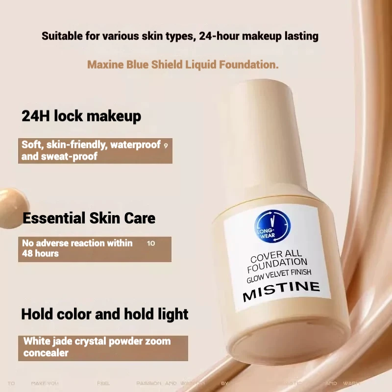 Mistine Liquid Foundation Matte Oil-control Longlasting Waterproof Sweatproof Primer High Concealer Mineral Makeup Base 30ml