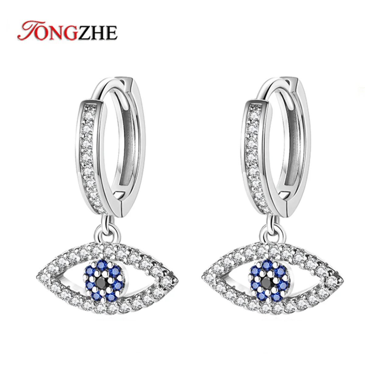 TONGHZE Vintage Evil Eye Drop Earrings For Women 925 Sterling Silver Gothic Mini Small Earrings Turkey Jewelry