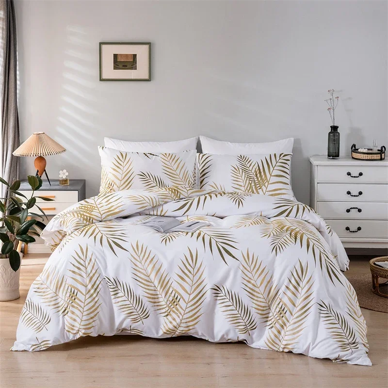 

Modern Gold Print Duvet Cover Set - Soft and Comfortable Bedding Set with 2 Pillowcases