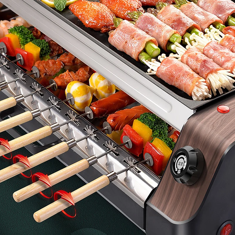 maquina de churrasco sem fumaca automatico cachorro quente espetinhos domestico 03
