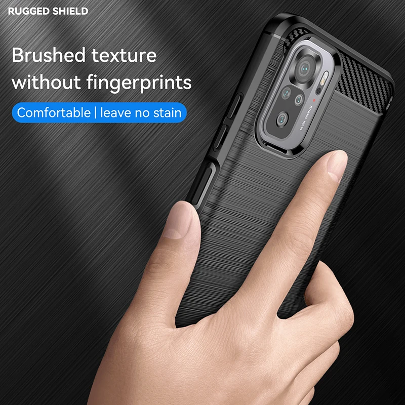 Carbon Fiber Silicone Case with Brushed Texture Back Cover