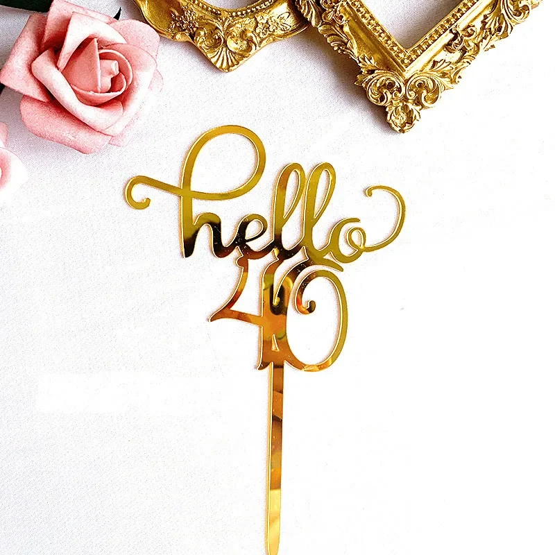 Gold Acrylic Happy Birthday Cake Topper Sweet16 20th 30th 40th 50th 60th Special Age Birthday Party Cake Decoration Supplies
