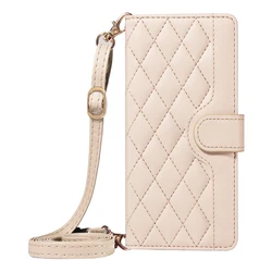 Luxury Rhombus Leather Crossbody Wallet Case with Card Slots and Lanyard - Honor 10 Lite (Beige)