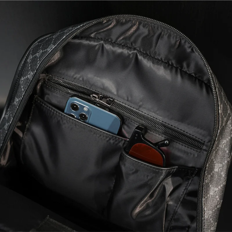 New Luxury Brand Design Backpack Plaid Leather Large Capacity
