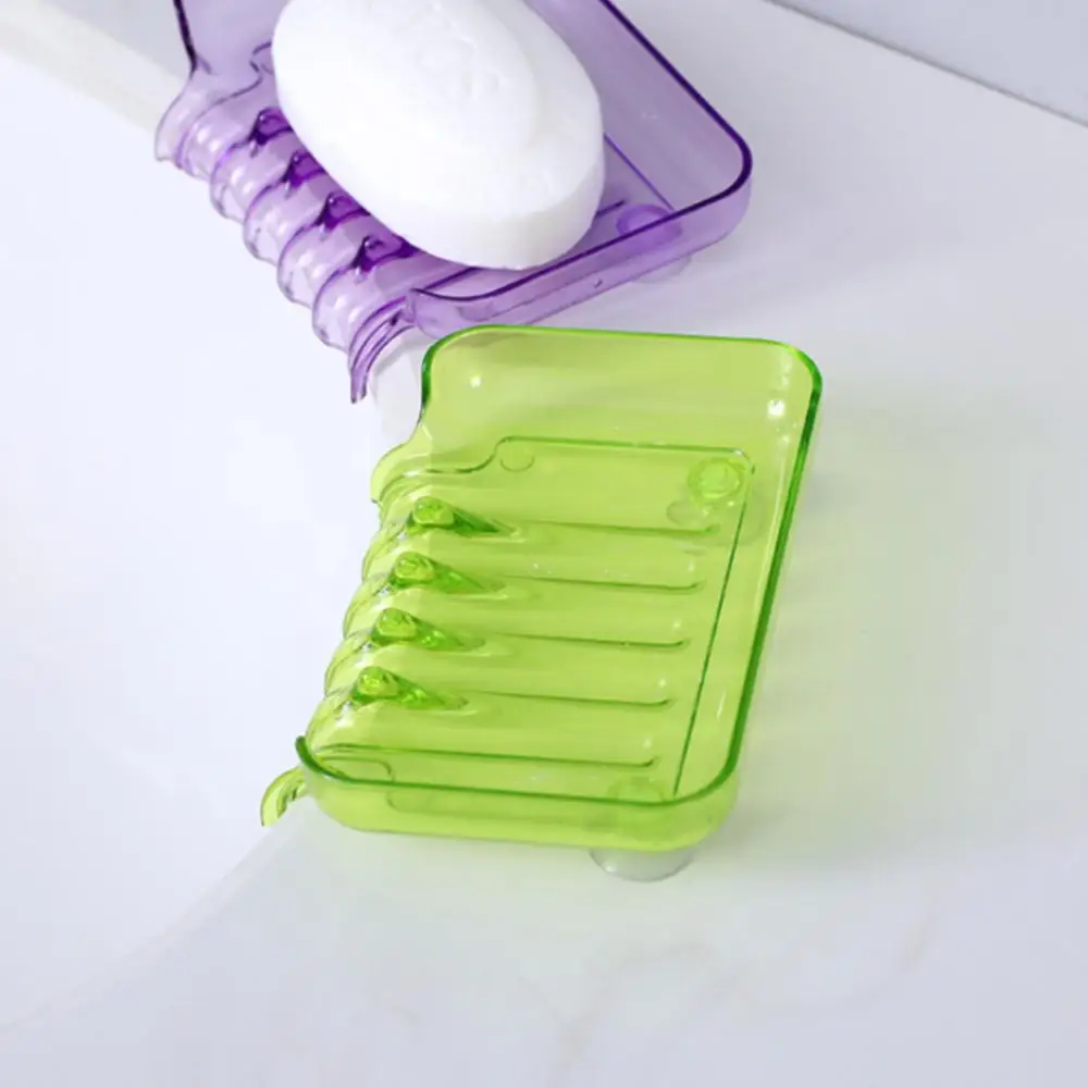 Description Picture 3 of itemCreative Waterfall Soap Holder Non-Slip Soap Dish Suction Cup Drain Soap Shower Soap Container Plastic Soap Tray For Bathroom