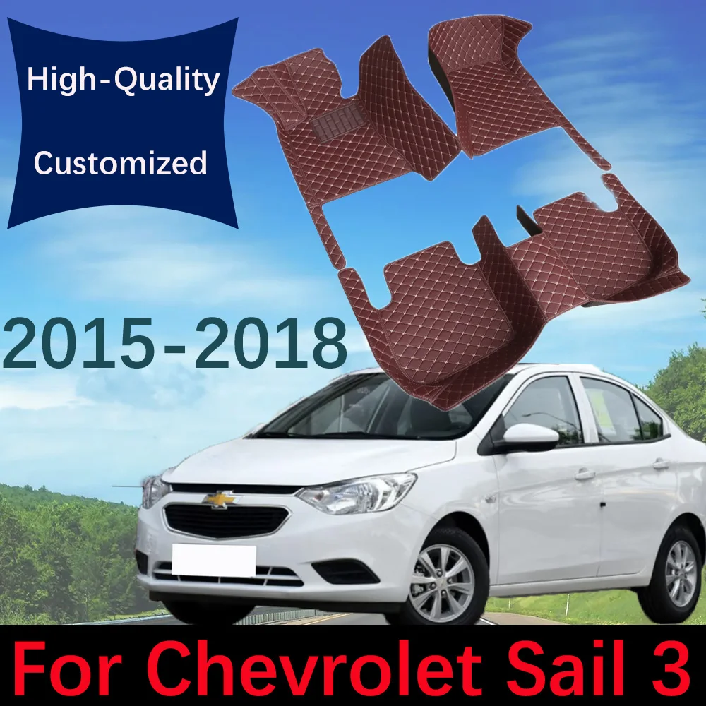 

Custom Leather Car Floor Mats For Chevrolet Sail 3 Sedan 2015 2016 2017 2018 Automobile Carpet Rugs Foot Pads Accessories