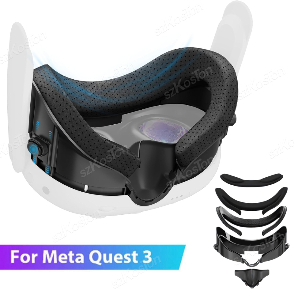 Facial Interface Face Cover for Meta Quest 3 VR with Anti-Light Nose Pad PU Leather Face Cushion for Meta Quest 3 Accessories