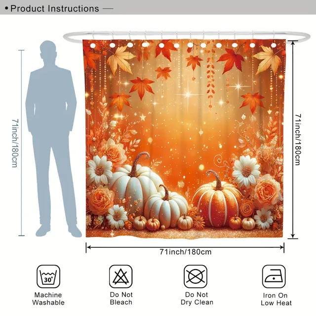1/4pcs Autumn Thanksgiving Shower Curtain Set 4