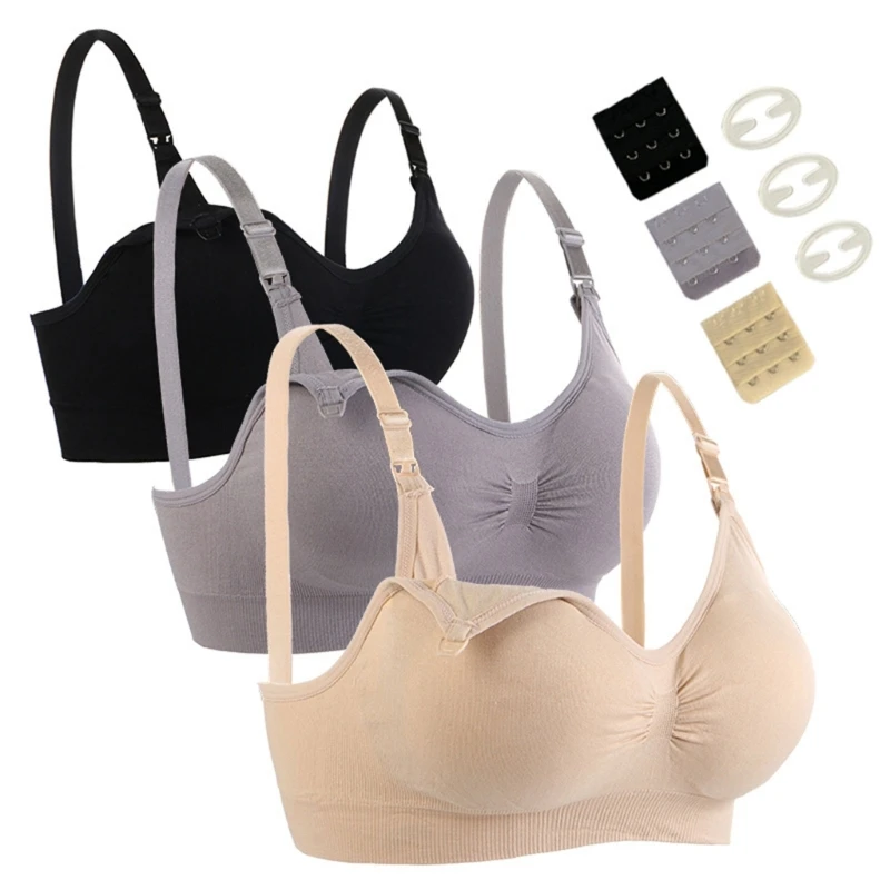 

3Pieces Maternity Bralette Sleeping-Maternity-Bra Supportive Clip Down Bra