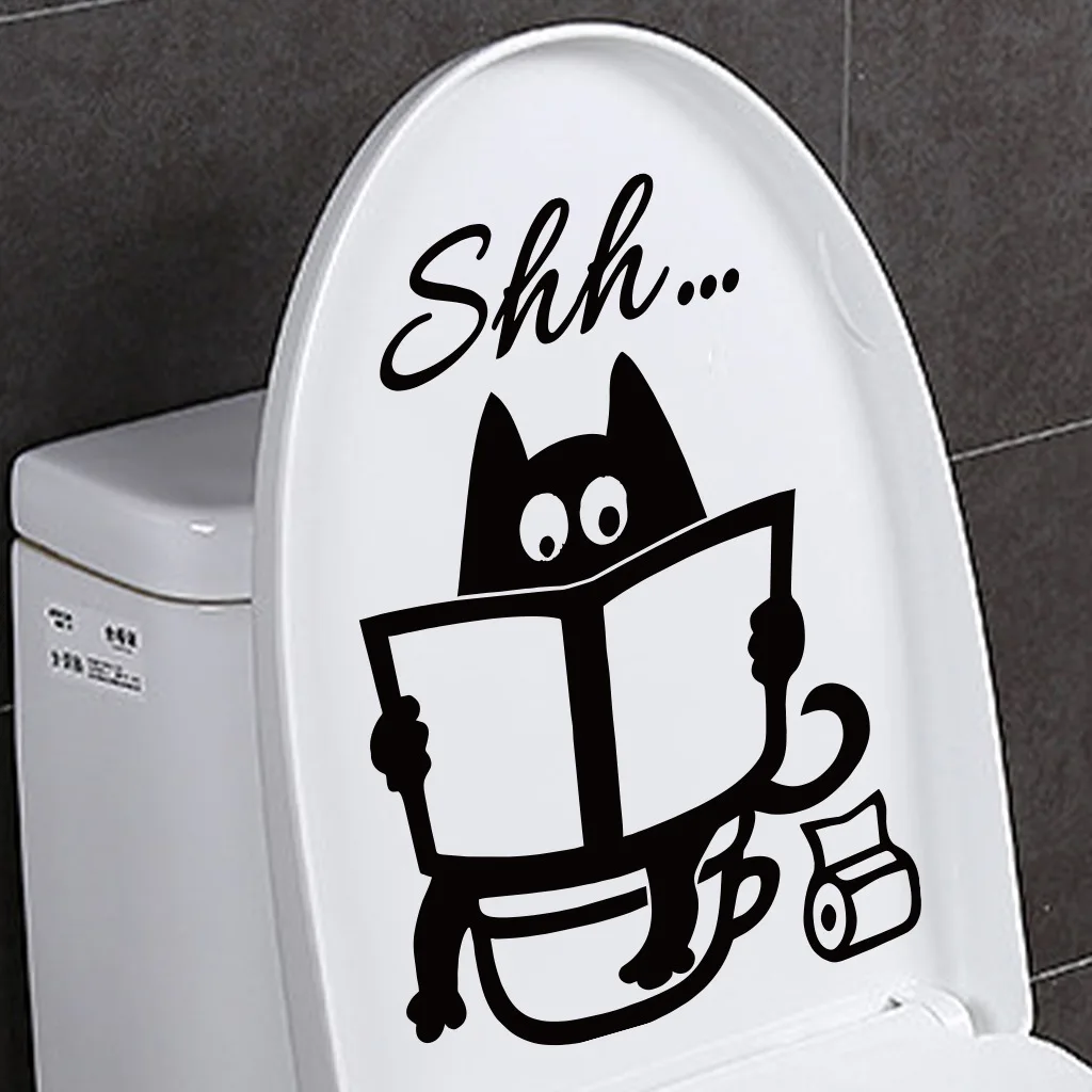 C17# Octopus Cartoon Cat Funny Expression Animal Toilet Bathroom Toilet Cover Sticker Wall Stickers Wc For Home Decoration vinyl stickers toilet stickers toilet wall stickers toilet seat stickers