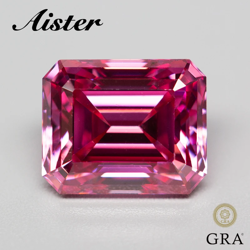 New Pink Moissanite Stone Emerald Cut Pass Diamond Tester Con Rapporto Gra Per La Creazione Di Gioielli
