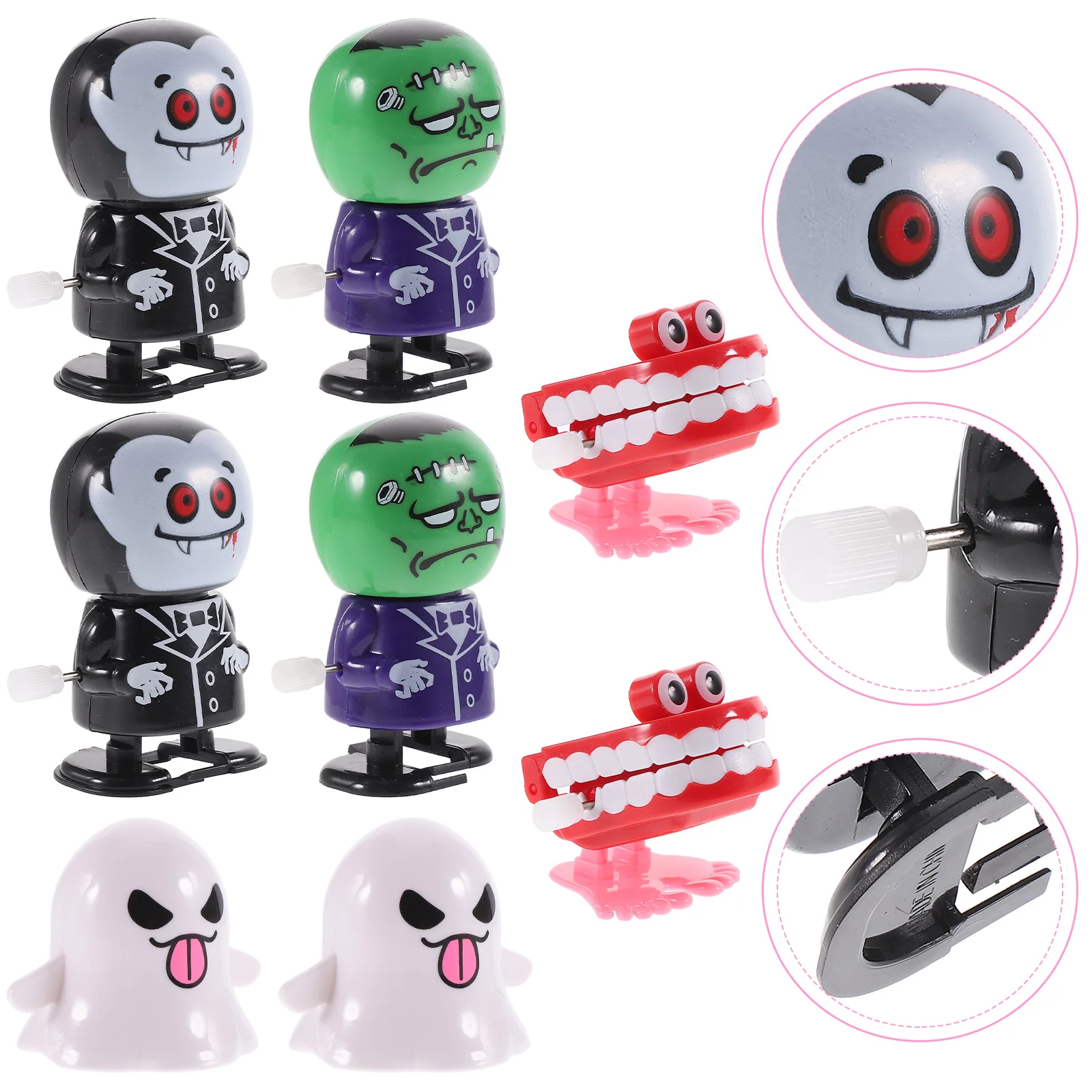 8 Pcs Toy Halloween Wind-up Horror Toys Cartoon Clockwork Desktop for Party Funny Plastic Ornament