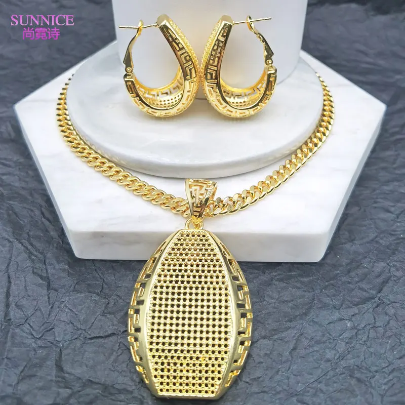 Jewelry Sets Jewelry Set Women Earrings Chain Necklace Luxury 18k Gold Plated Jewelry Set for Women Wedding Italian Jewellery Sets Bride Necklace and Earrings African