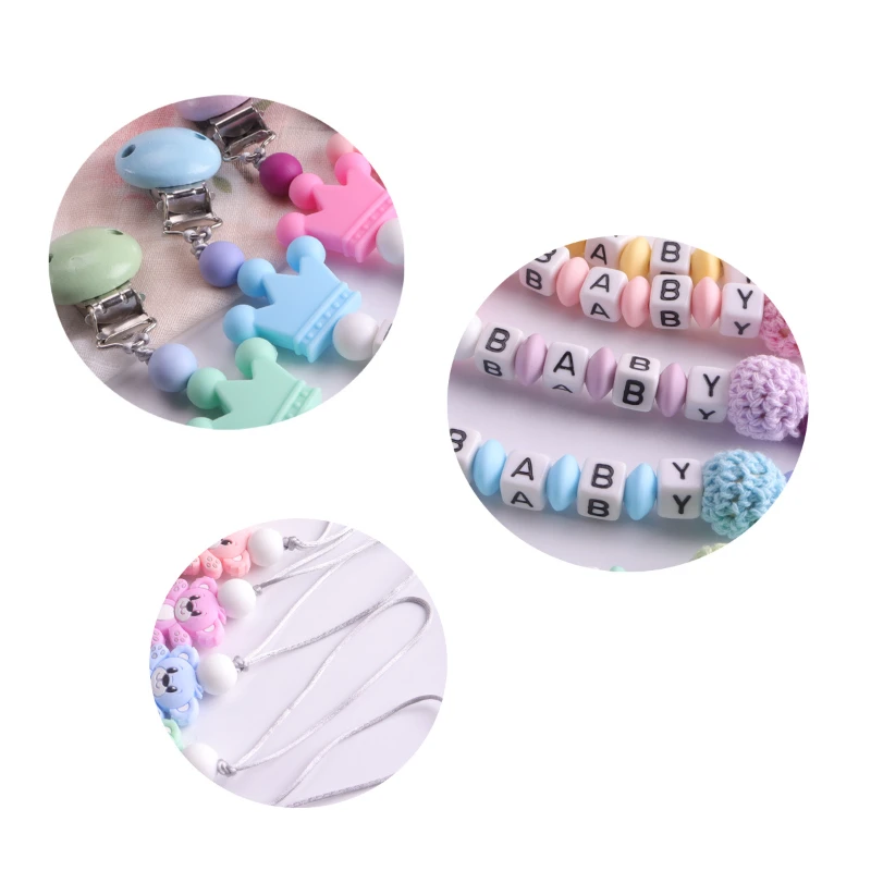 Custom Name Wooden Personalized Baby Pacifier Chain Silicone Bead Dummy Nipple Holder Guard Teether Pendant Newborn Gift Stuff