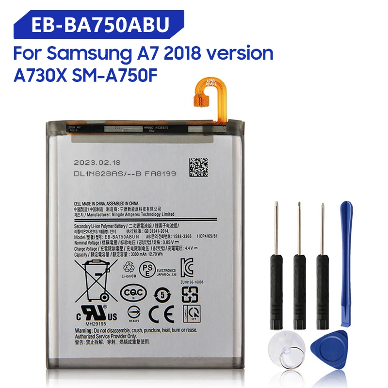 

Replacement Battery EB-BA750ABU For SAMSUNG Galaxy A7 2018 version A730x A750 SM-A730x A10 SM-A105F SM-A750F 3300mAh