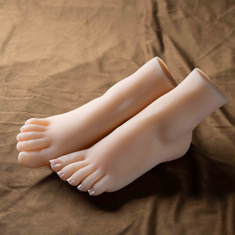 Mannequin Foot Model Shoe Socks Rubber Plastic Silicone Female Fake Nail Leg Display Tarsel Bone Ankle Dummy Feet Fetish 3602