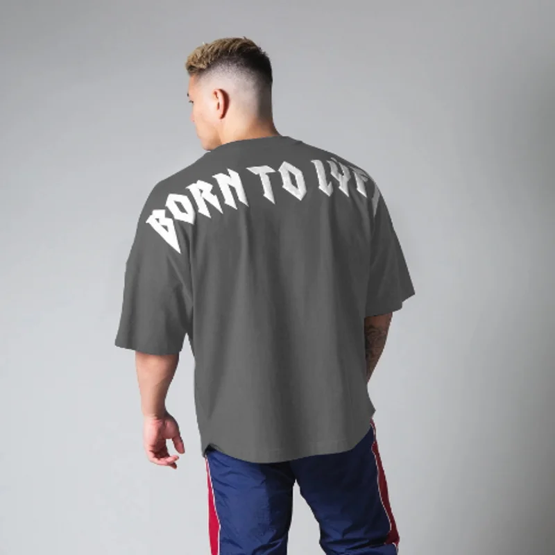 Sport T Shirt Men Bodybuilding Print Loose Short Sleeve Workout Fitness T-shirt