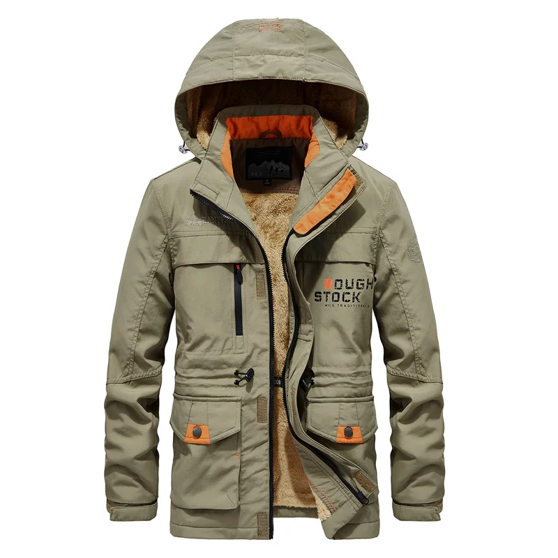 Winter Jacket men Thick Wool Liner Warm streetwear army Parka men Multi-Pocket windbreaker Fur Hooded Cargo bomber Jackets coats